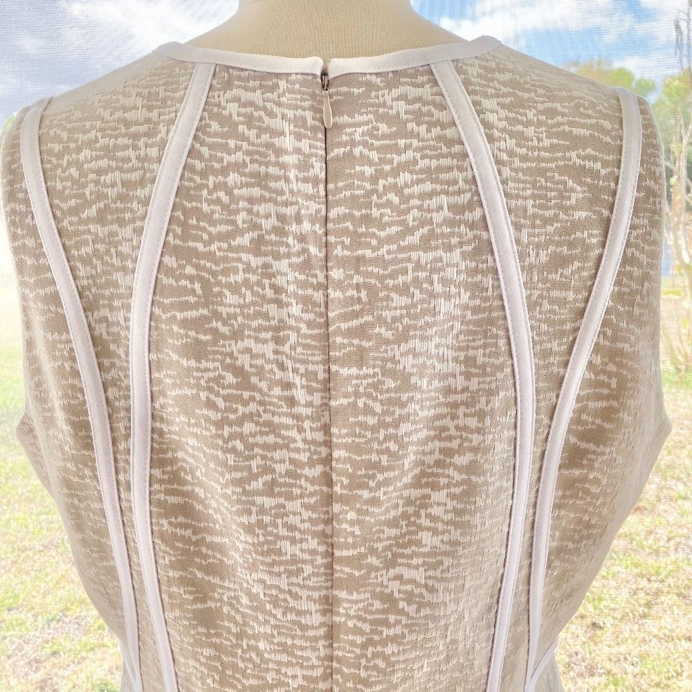 Calvin Klein Beige and White Sleeveless Sheath Dress - Picture 3 of 5